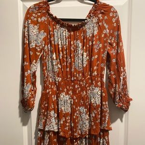 Off the Shoulder Floral Urban Cinched Dress